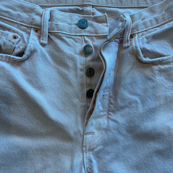 Light pink jeans. Worn twice. No stretch in the jeans. - Picture 3 of 4